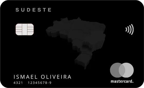 Cartão Sudeste Mastercard, cartão empresarial preto com o mapa do Brasil